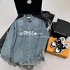 Luxury Button Tees Designer Denim Jacket Topps Luxury Charm Tees Casual Tiered Jacket Tops Stylish Daily Outfit Tops Tees