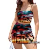 Suits Phechion Fashion Palm Tree Mönster 3D Print Women Club Outfits Sexy Sling Tube Tops och Short BodyCon Dress 2 st kjol kostymer R16