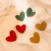 Boucles d'oreilles pendantes en forme de cœur pour femmes, rouge, vert, kaki, Vintage, grand Spray mignon en métal, amour, bijoux coréens, 2024