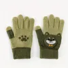 Gants chauds pour enfants, tricotés à cinq doigts, pour garçons et étudiants, hiver, épais, résistants au froid, écran tactile, 240226