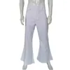 Calças masculinas botão zip encerramento calças homens bell-bottom brilhante lantejoulas flared hem hippie traje para 60s 70s halloween