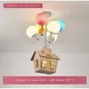 Plafonniers créatifs en bois maison ballon volant lumière pour garçon et fille dessin animé chambre maternelle chambre luminaires