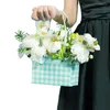 Shopping Bags Foldable Plaid Paper Bag With Handles Gift Packing For Store Flower Wedding Christmas Supplies Handbags