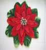 Ręcznie zaczepione Boże Narodzenie Czerwona Poinsettia kwiatowa mata mieszkalna maty drzwi dywan haftowany ganek dywanika dywana domowa dekoracja domów xmas 8714828