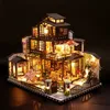 Architecture/DIY House DIY Wooden Doll Houses Japanese Casa Miniature Building Kits with Furniture Led Large Villa Dollhouse for Adults Birthday Gifts