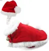 ATUBAN Costume de Noël pour Animaux de Compagnie Chat Tenue de Père Noël Petit Chien Chapeau de Noël avec Cape Ensemble Vêtements de Chat Costumes de Chat 240226