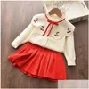 女の子のドレスガールドレス秋の幼児冬の赤ちゃんドレス女の子の編み物ドレスフリルスリーブセーター服レース230204ドロップデリバリーDHR6C