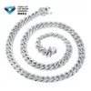 2ROWS 15 mm brede Cubaanse ketting en handgemaakte armband insert VVS Moissanite Sterling Silver Cuban Link Chain