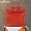 Borsa a mano in vera pelle firmata Bk40 Pelle di coccodrillo fatta a mano Nera Plus High Fighter King Mist Face Mens Plus Large Red Fashion menshave logo HBFG