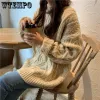 Pullover Rot Elegante ONeck Gestrickte Pullover frauen Lose Beiläufige Solide Pullover Pullover Herbst Winter Mode Langarm Streetwear