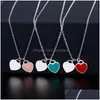 Pendant Necklaces New Original Blue Gift Box 925 Sier Classic Love Pendant Necklace Double Hearts Women039S Fashion Jewelry Designer 1 Dhoy0