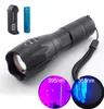 365nm 395nm High Power UV LED Flashilight Zoom lysrör Blacklight Ultraviolet 18650 Flash Lamp Light Torches for Detection1306329