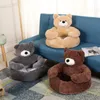 Süper yumuşak köpek yatak sevimli kış sıcak ayı kucak kedi uyuyan paspas yarı kaplı köpek yavrusu peluş peluş yuva yastık kanepe evcil hayvan malzemeleri 240220
