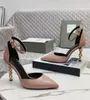 Berömda varumärke Tomxfords d'Orsay Women Sandals Shoes Gold Chain-Heel Padlock Pointy Naked High Heels Lady Gladiator Sandalias Party Wedding EU35-43