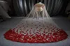 Velos de boda rojos de lujo Chic Una capa de lentejuelas Flor 3 metros de largo Accesorios nupciales Velos Longitud de la catedral Velo de novia personalizado 3075170
