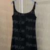 Abito da donna con cinturino a lettera Abito da donna di marca nero con gilet Designer di lusso Sexy estate primavera elegante abito casual quotidiano