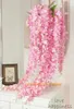 100 pçs flor artificial hortênsia glicínias para simulação diy arco de casamento quadrado rattan cesta de suspensão de parede pode ser extensão 240228