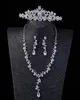 Geweldige bruidssieradenset sprankelende driedelige kroonoorbel ketting sieraden bruiloft accessoires voor dames6722765