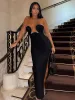 Robe hirigin noir femmes Sexy sans bretelles bustier tubulaire robe Midi solide moulante solide robe d'été fête Clubwear robes de soirée