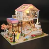 Architectuur/DIY Huis Poppenhuis Miniatuurpop DIY Assemblage Gebouw Model Villa Kit Productie Kleine kamer Meisje Speelgoed Thuis Slaapkamer Decoratie met Fu