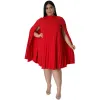 Dresses SOMO Plus Size Chic Elegant Woman Dress Women Ruffles Loose Short Daring Summer Pleated Chiffon Dress Wholesale Dropshipping