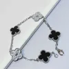 Bracelet de créateur pour femmes, qualité supérieure, or, cinq fleurs, plaqué 18 carats, calcédoine violette naturelle, cristal Fritillaria2SU6