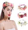 gold headband Haimeikang Boho Women Rose Flower Crown Beach Headwear Floral Ribbon Hair Bands Wreath Acc qylHmY2471564