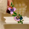 Broscher kreativa oljemålning iris för kvinna avancerad retro blå zirkonblommor corsage eleganta tillbehör