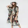 Fashion Folral Printed Cardigan Bikini Cover Up Chiffon Summer Beach Dress Swimwear Women Kaftan Tunic Shawl Swimsuit Sarongs288z