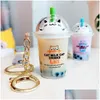 Nyckelringar Lanyards Keychains Boba KeychainFashion Cream Keychain Söt kreativ bubbla Key Chain Kids Women Pendant TrinketKeychain Dhdfi