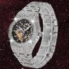 Skeleton Mechanical Watch Men Tourbillon Automatic Mens Watches Hip Hop Iced Out Diamond Wristwatcch Around CZ Reloj Hombre Wristw278I