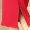 Kleider 2023 Bleistift Rock Frauen Bodycon Mode Hohe Taille Elastische Büro Rock Rot Schwarz Schlitz frauen Midi Röcke Jupe femme