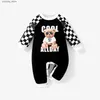 Jumpsuits Baby Boy Bear and Plaid Pattern Long Sleeve Jumpsuit L240307