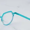 Montature per occhiali da sole Designer Hand Craft Solid Blue Montature per occhiali Tonalità da uomo Occhiali da vista rotondi retrò in acciaio inossidabile per donna