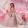 Sukienki dziewczyny sukienki dziewczyny różowy z koralikami suknia balowa