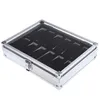 Professionele 12 Grid Slots Sieraden Horloges Display Opslag Vierkante Box Case Aluminium Suede Binnen Container Sieraden Organizer236O