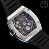 2024 YS Factory Men's Watch RM001 True Tourbillon Mechanical Movement Upgrade Tempered Glass Double Layer bokstavlig gummiband