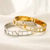 Bracciale rigido in acciaio inossidabile placcato oro Bracciale da donna affascinante di alta qualità Bracciale regalo placcato argento di lusso con scatola Gioielli con diamanti di alta qualità