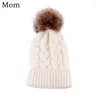 Berety zimowe pomysa czapki czapki dla dzieci dzianinowy kapelusz dla mamy dziecko rodzic-dziecko Pompon Caps Skullies All-Match