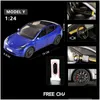 Diecast Model Cars Diecast Model 1 24スケールTesla Y Roadster Alloy Car Metal Vehicle Toy Models Collection Simation Sound Light for Ki Dhxur