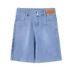 Kvinnors shorts denim sommaren hög midja casual svart fick mode vintage gata lös överdimensionera breda benbyxor