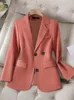 Trajes de mujer rojo caqui negro Oficina señoras sólido Formal Blazer mujer trabajo de negocios chaqueta abrigo