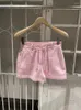Kvinnors shorts rosa söt snörning med hög midja sommar blixtlåsbyxor sport casual kvinnor