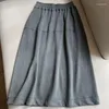 Jupes BATA Coton Midi Couleur Unie Style Robe Femme Mode Vêtements Femmes Foncé Dame Cuisse Qualité Emperament Taille