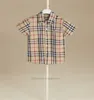 Designer Kids Plaid Shirts Summer Children Lapel Short Sleeve Shirt Topps Big Boys Girls Cotton Clothing A71784798119