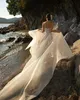 Glitter stropplösa bröllopsklänningar glamorösa rygglösa paljetterade spetsar vestido de noiva skräddarsydd hög sido split brudklänning