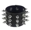 Fashion Red Punk Spike Bracelet Wide Leather Bracelets for Women Men Goth Girl Cuff Bangle Studded Wristband Jewelry