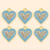 Charms 12Pcs Gold-plated Enamel Heart Love Pendants Jewelry Making Supplies Zircon Earring Necklace Diy Craft Accessories