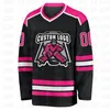 Benutzerdefinierte schwarz rosa-lila Eishockey-Trikot 3D-Druck Sie Namen Nummer Jugend Frauen Männer Hockey-Trikot Wettbewerb Training Trikots 240305