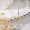 Pendant Necklaces Tiffansian T Family U-Shaped Horseshoe Buckle Ring Necklace With A High-End Sense Of Inset Style Metal Double Layer Dhnbm